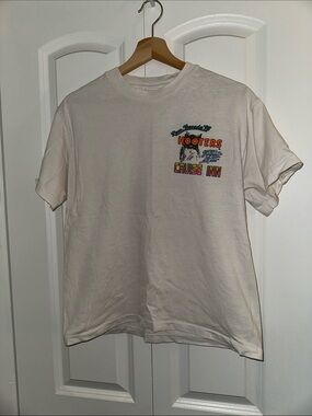 Hooters White Tee with Orange and Yellow Logo